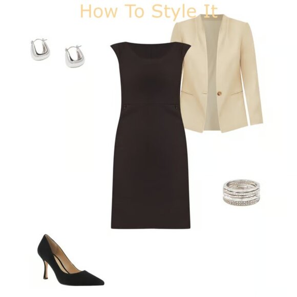 Ann Taylor The Petite Scoop Neck Dress In Bi-Stretch 4P - Picture 5 of 5